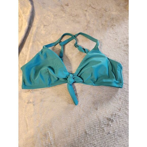 Cupshe size L Teal Strappy Triangle Bikini Top - Picture 1 of 3